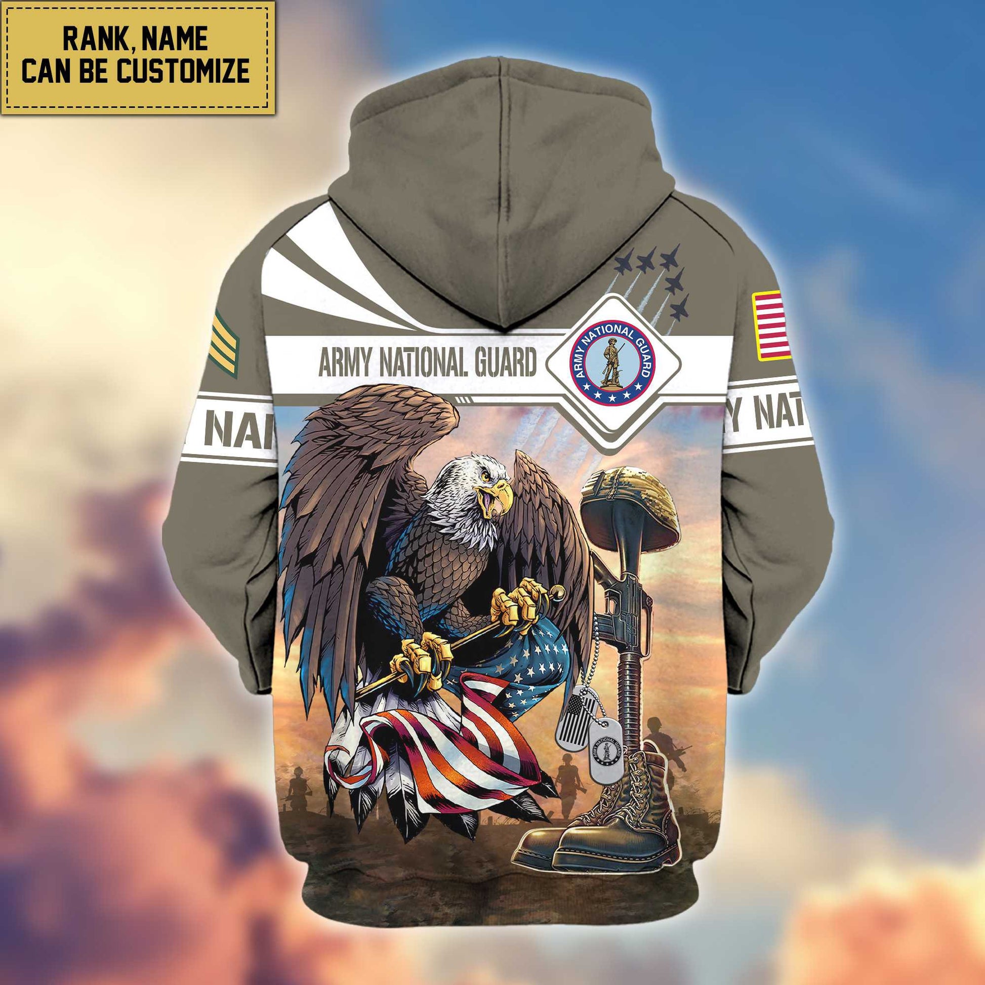 Premium Army National Guard Veteran Zip Hoodie VPVC600508, Custom Name, Rank, Gifts For Army National Guard Veteran