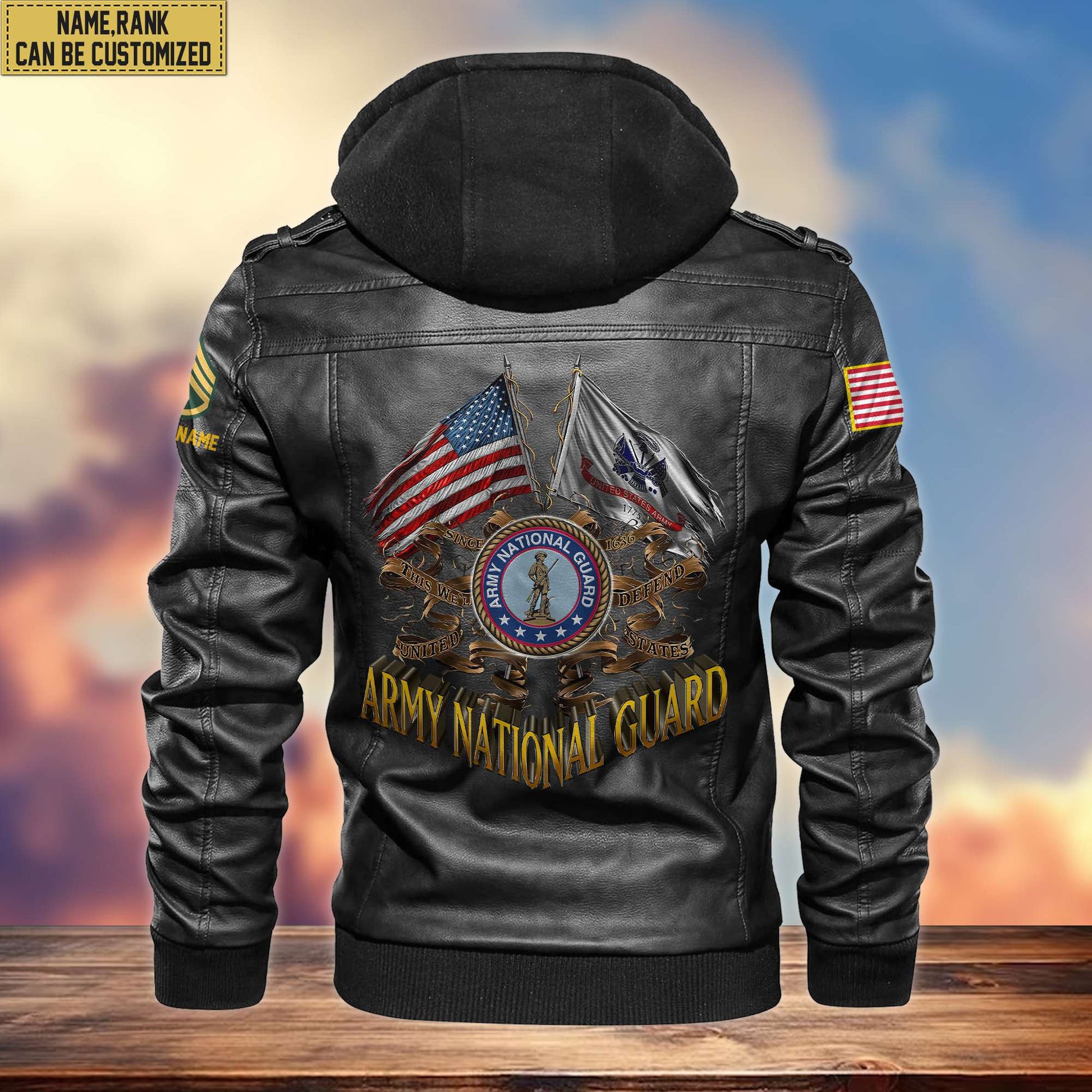 Premium Army National Guard Veteran Leather Jacket VPVC700107, Custom Name, Rank, Gifts For Army National Guard Veteran
