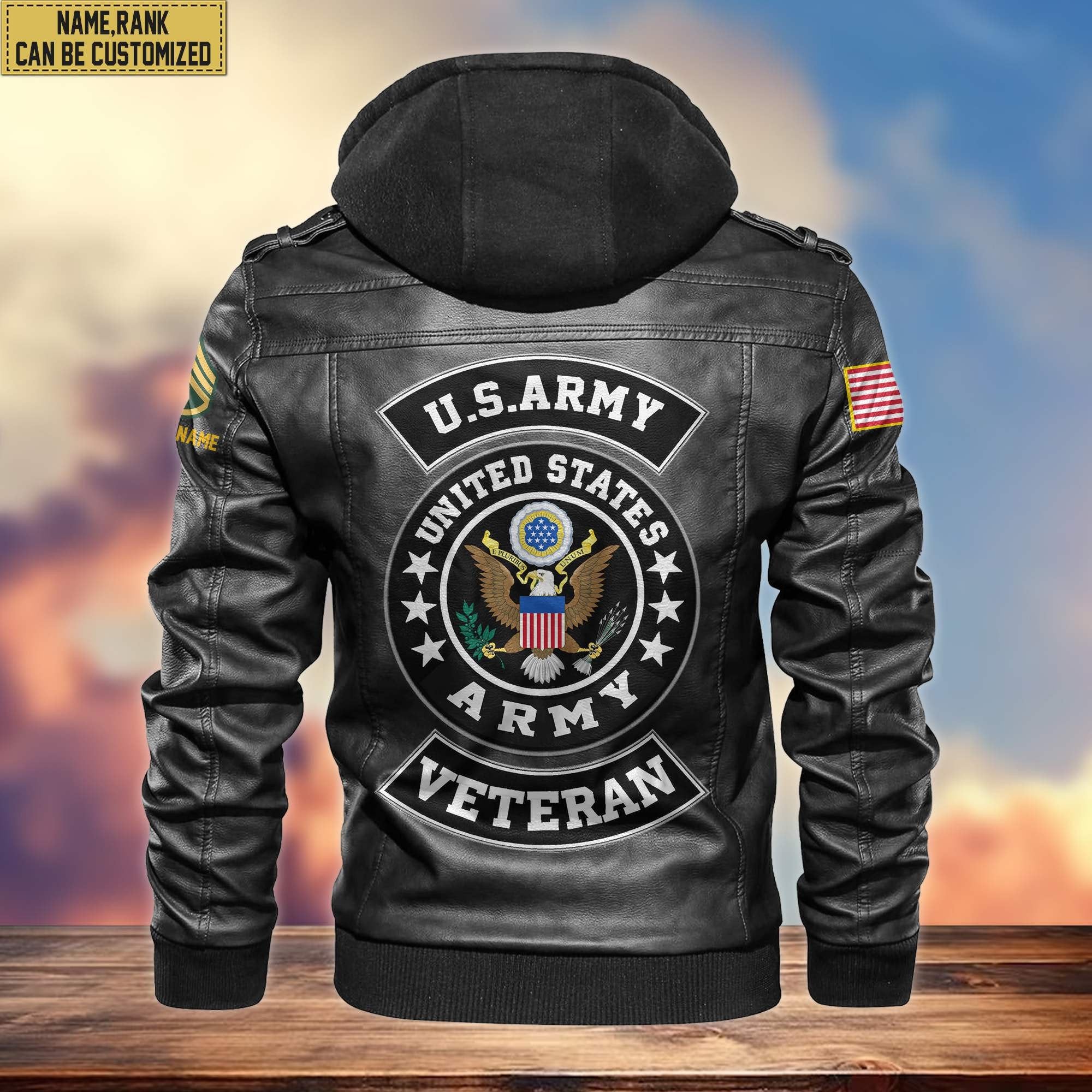 US Army Leather Jacket VPVC700301, Custom Name, Rank, Gifts For Army Veteran