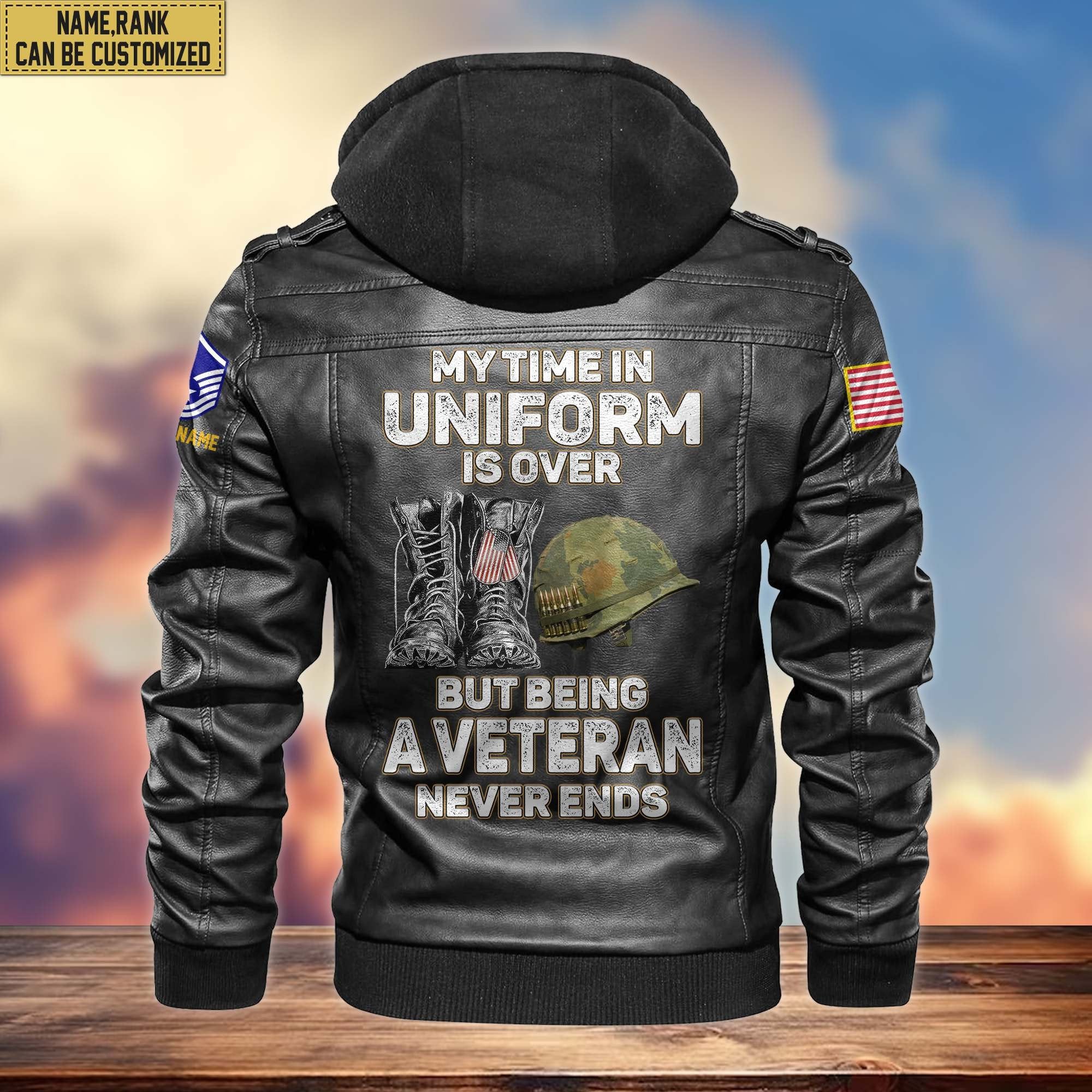 Premium Custom Name, Rank, USAF Leather Jacket VPVC700504, Gifts For Air Force Veteran