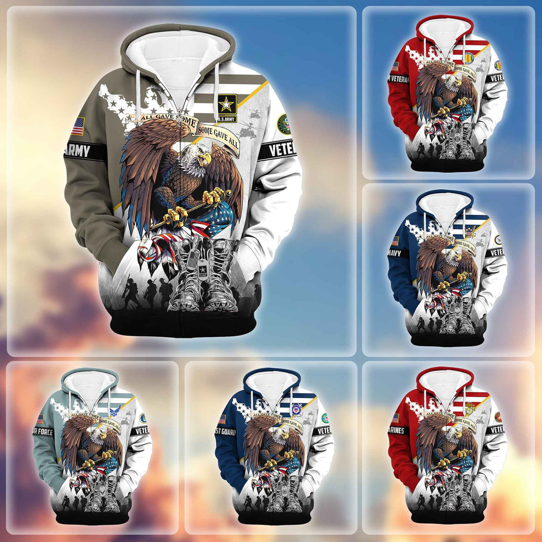 Premium All Gave Some Some Gave All US Veterans Zip Hoodie BPVC130903, Gifts For US Veterans, Gifts For Veterans Day