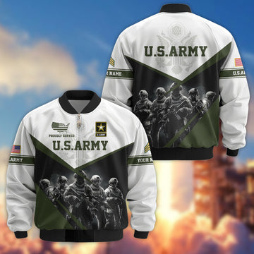 US Army Veteran Bomber Jacket VPVC800601, Custom Name, Rank, Gifts For US Army Veteran