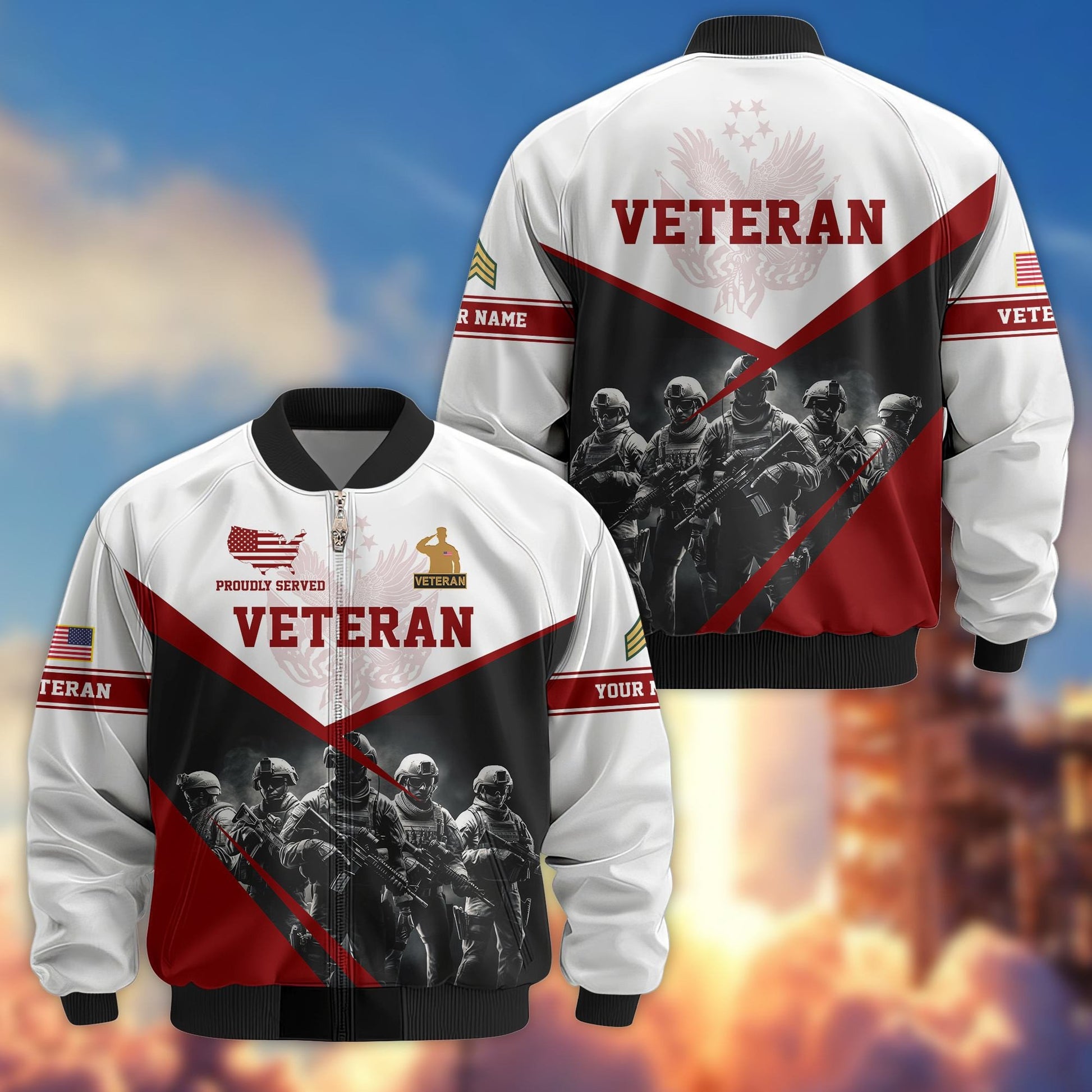 US Veterans Bomber Jacket VPVC800607, Custom Name, Rank, Gifts For US Veteran