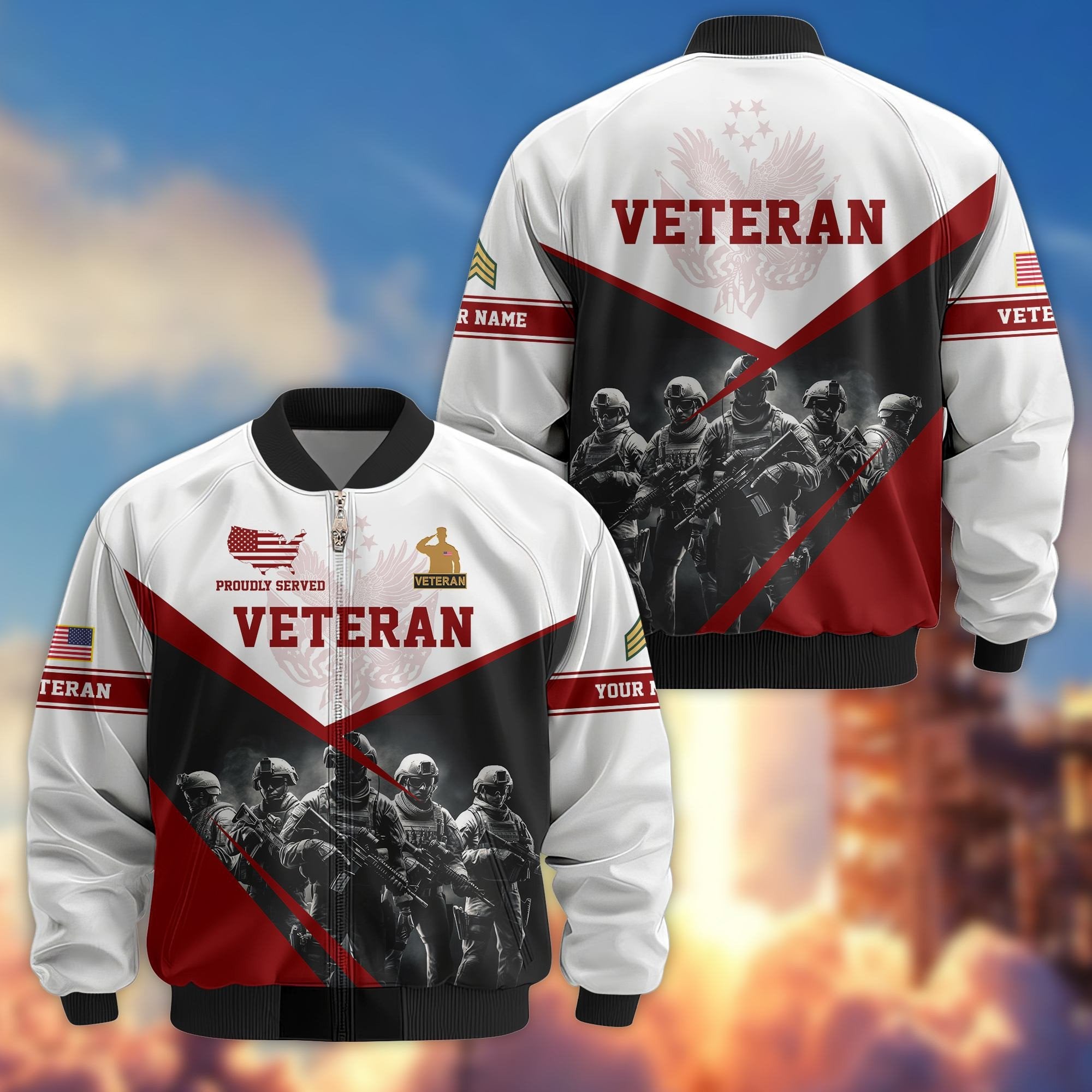 US Veterans Bomber Jacket VPVC800607, Custom Name, Rank, Gifts For US Veteran