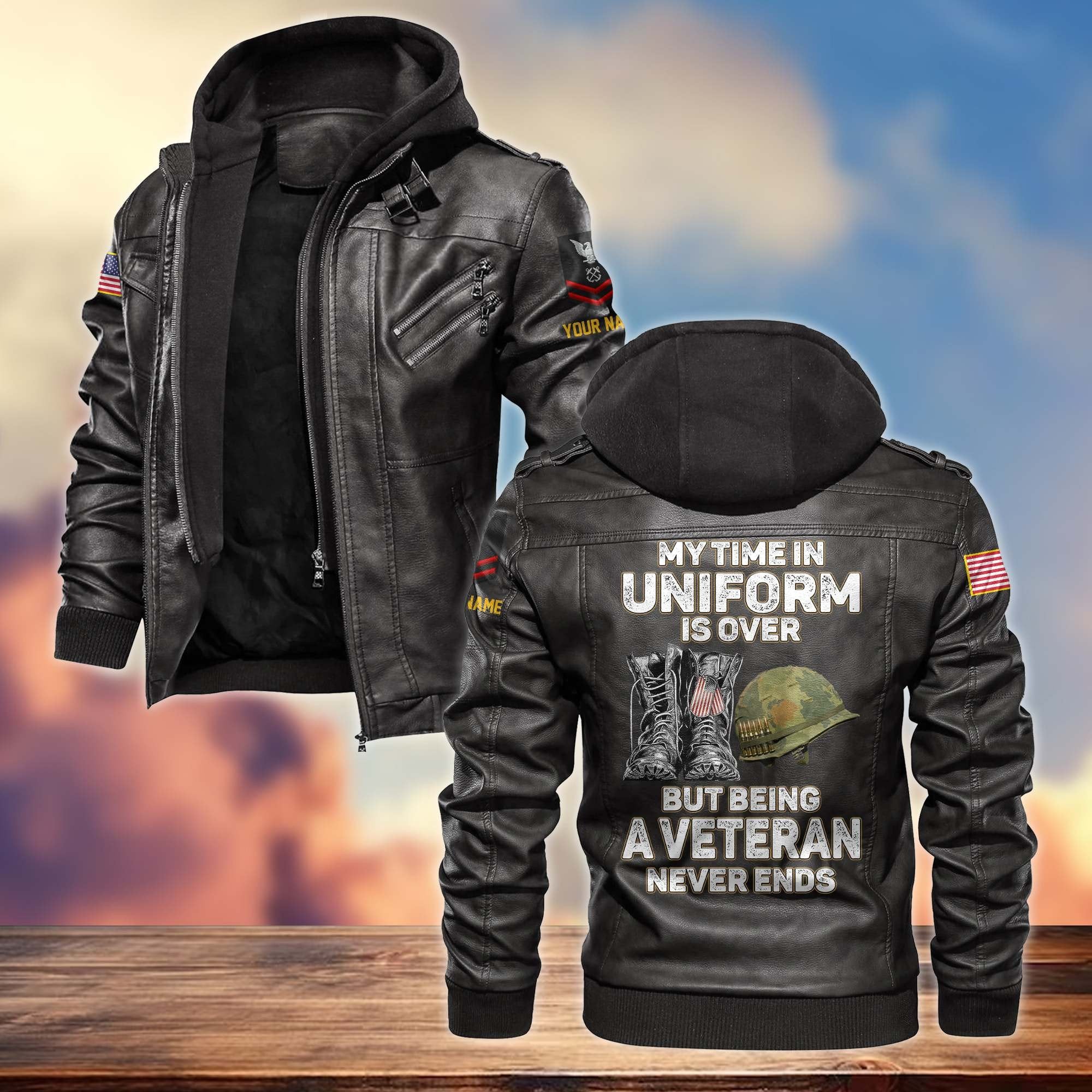 Premium Custom Name, Rank, US Navy Leather Jacket VPVC700502, Gifts For Navy Veteran