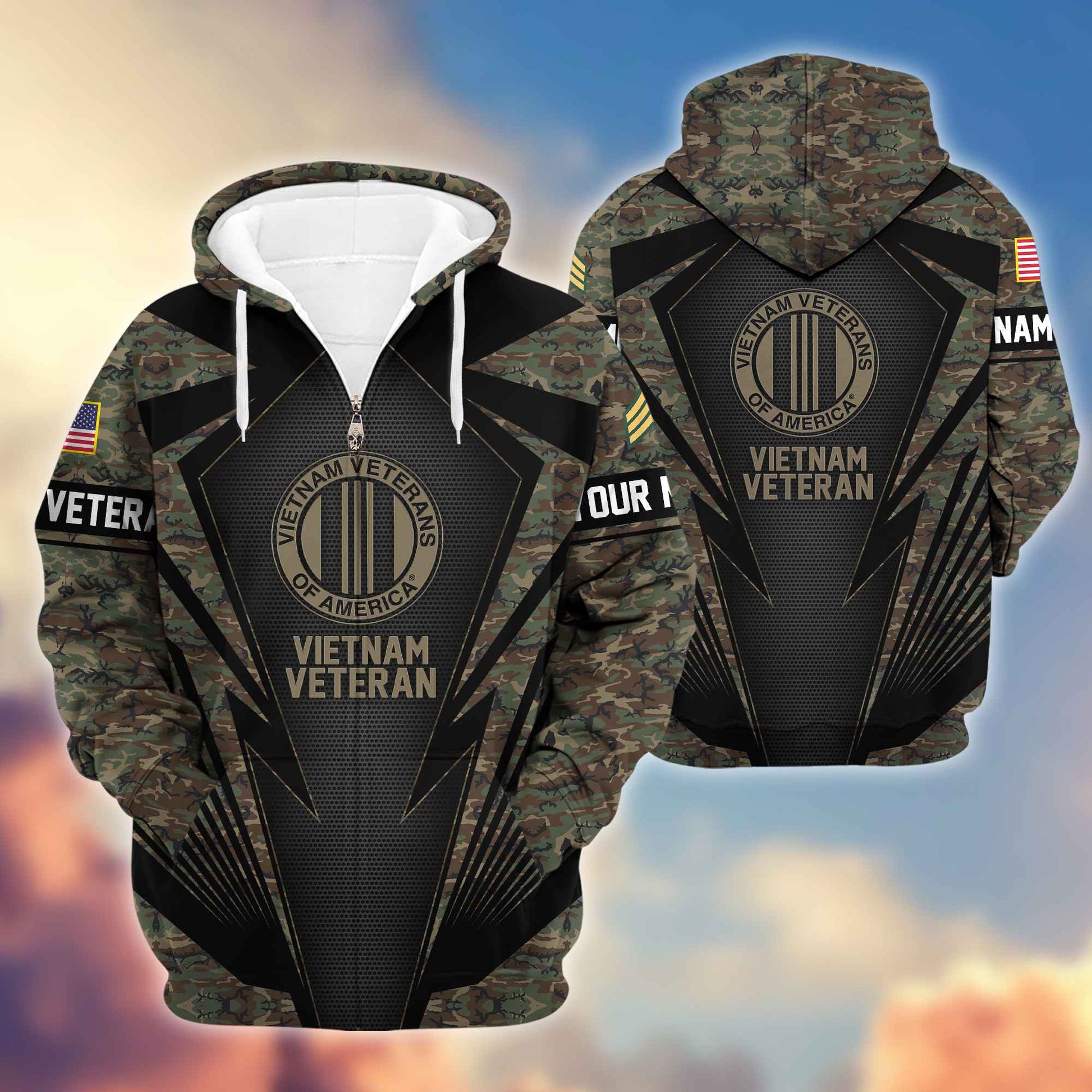 Vietnam Veterans Zip Hoie VPVC602206, Custom Name, Rank, Gifts For Vietnam odVeterans