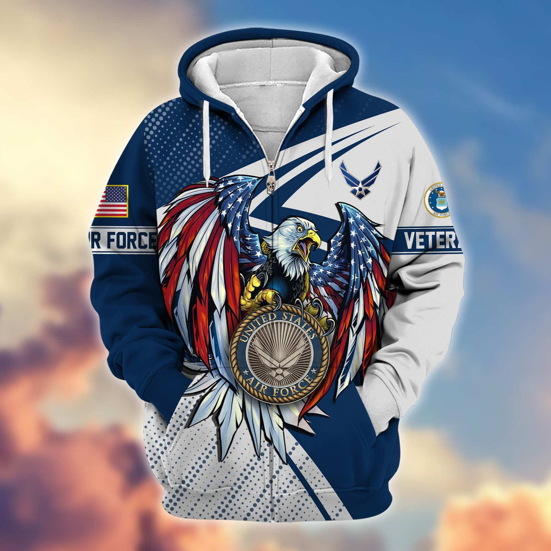 Premium USAF Veteran Zip Hoodie VPVC605604, Gifts For Air Force Veteran