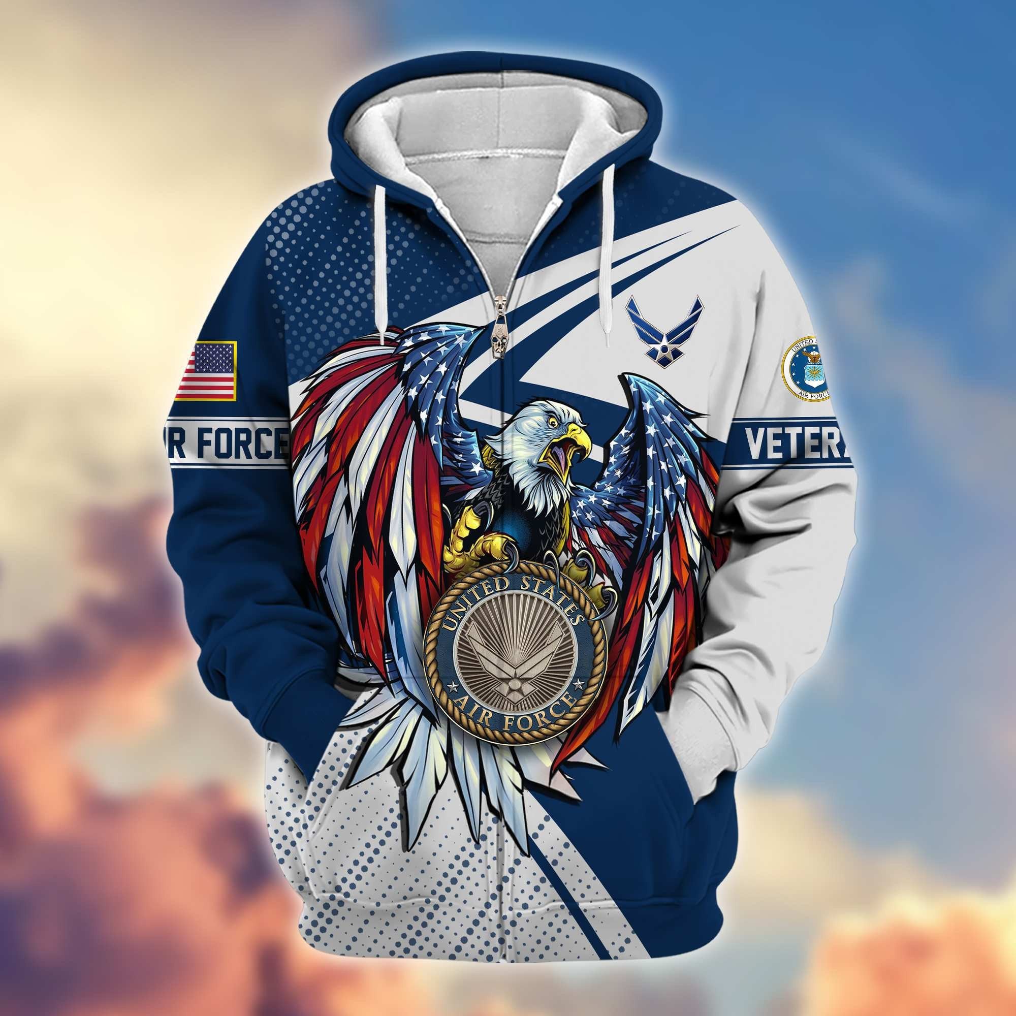 Premium USAF Veteran Zip Hoodie VPVC605604, Gifts For Air Force Veteran