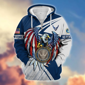 Premium USAF Veteran Zip Hoodie VPVC605604, Gifts For Air Force Veteran