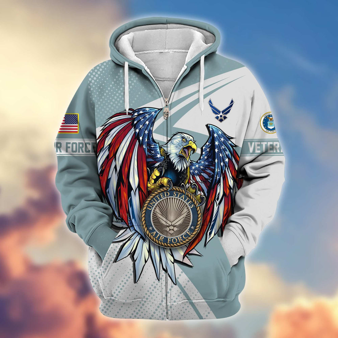 Premium USAF Veteran Zip Hoodie VPVC605612, Gifts For Air Force Veteran