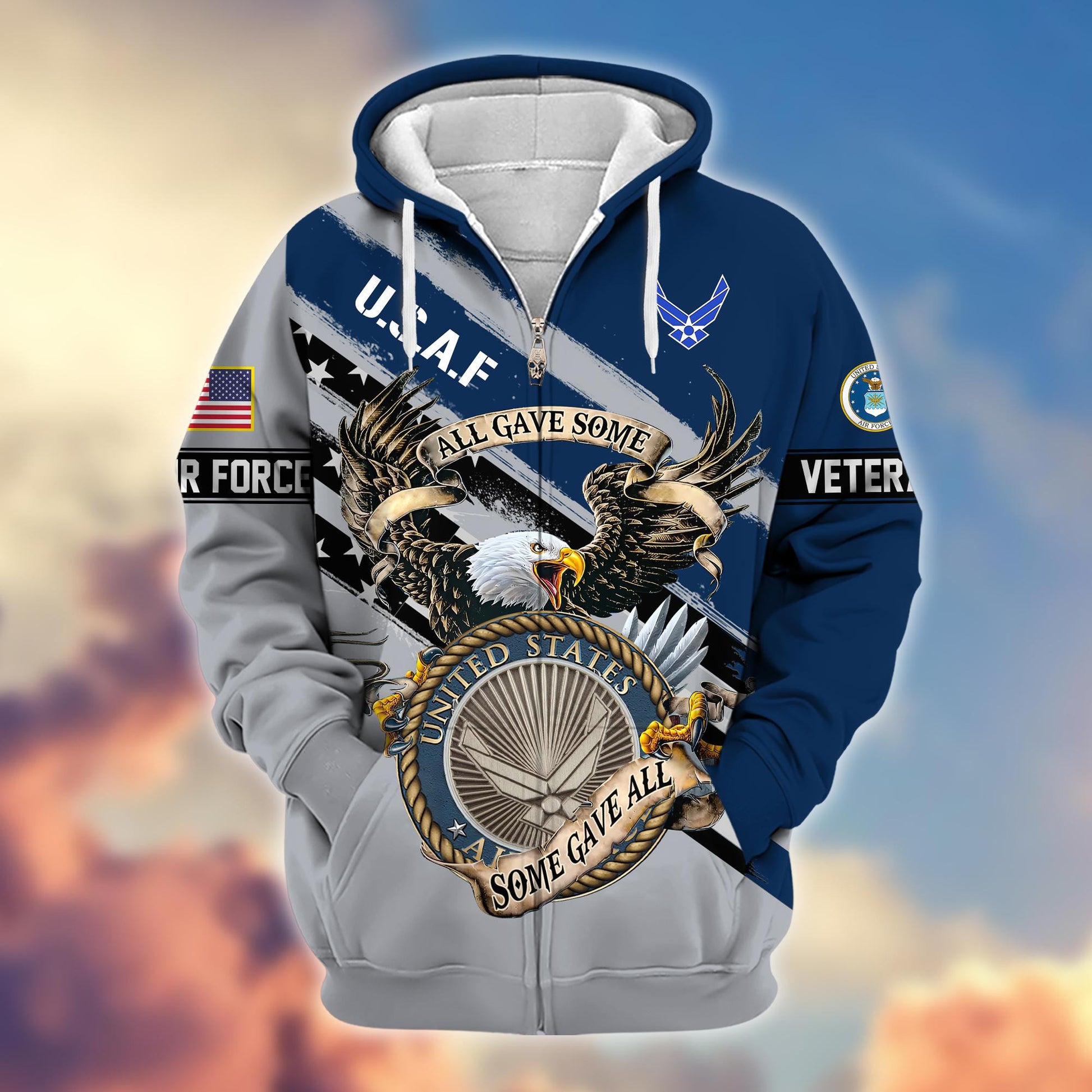 Premium USAF Veteran Zip Hoodie VPVC605804, Gifts For Air Force Veteran