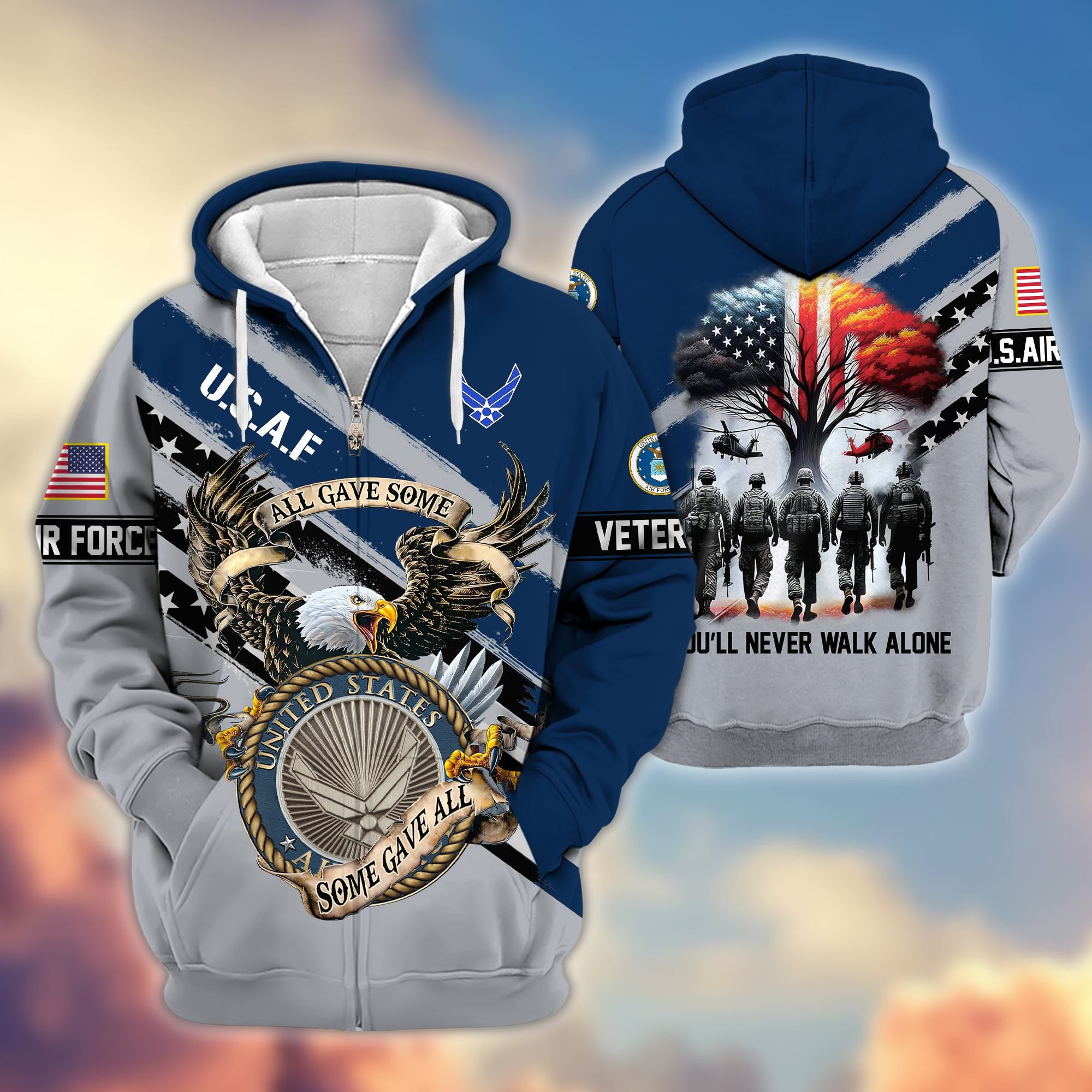 Premium USAF Veteran Zip Hoodie VPVC605804, Gifts For Air Force Veteran