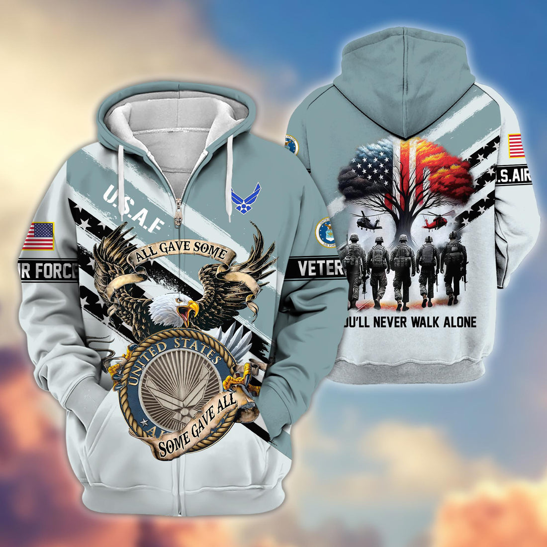 Premium USAF Veteran Zip Hoodie VPVC605812, Gifts For Air Force Veteran