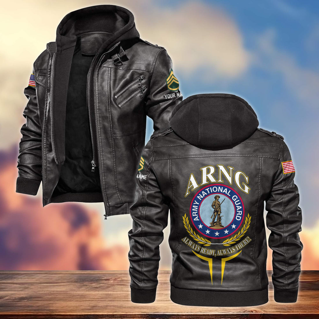 Premium Army National Guard Leather Jacket VPVC701308, Custom Name, Rank, Gifts For Army National Guard Veterans