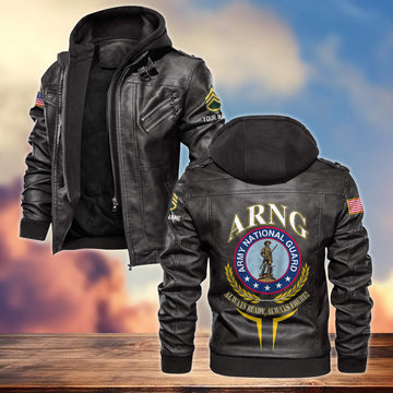 Premium Army National Guard Leather Jacket VPVC701308, Custom Name, Rank, Gifts For Army National Guard Veterans