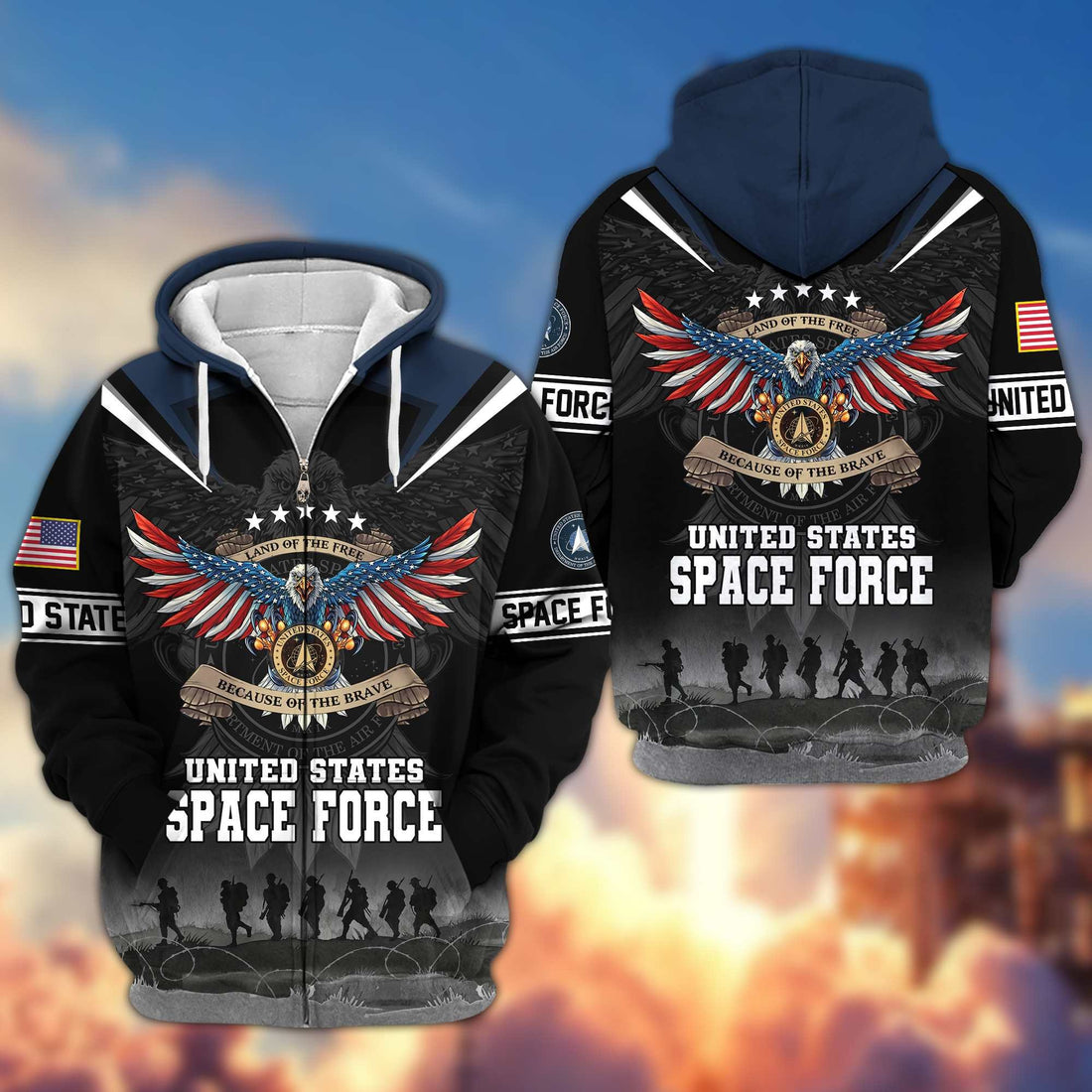 Premium United States Space Force Active Duty Zip Hoodie BPVC211011