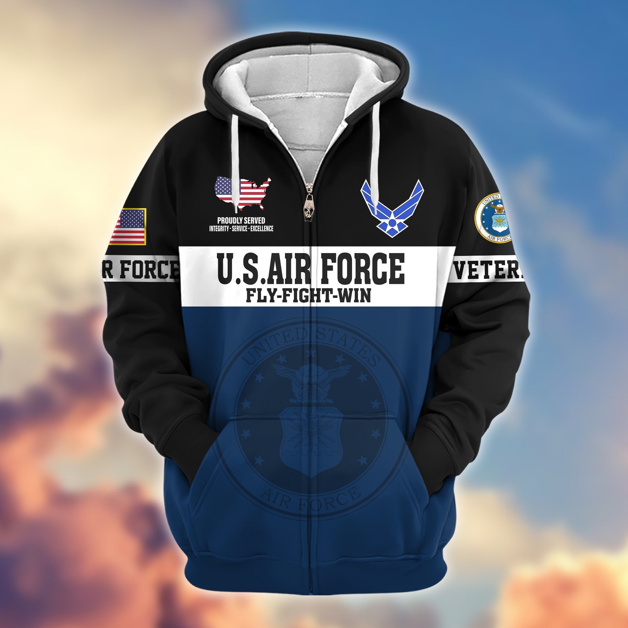Premium USAF Veteran Zip Hoodie VPVC606104, Gifts For Air Force Veteran