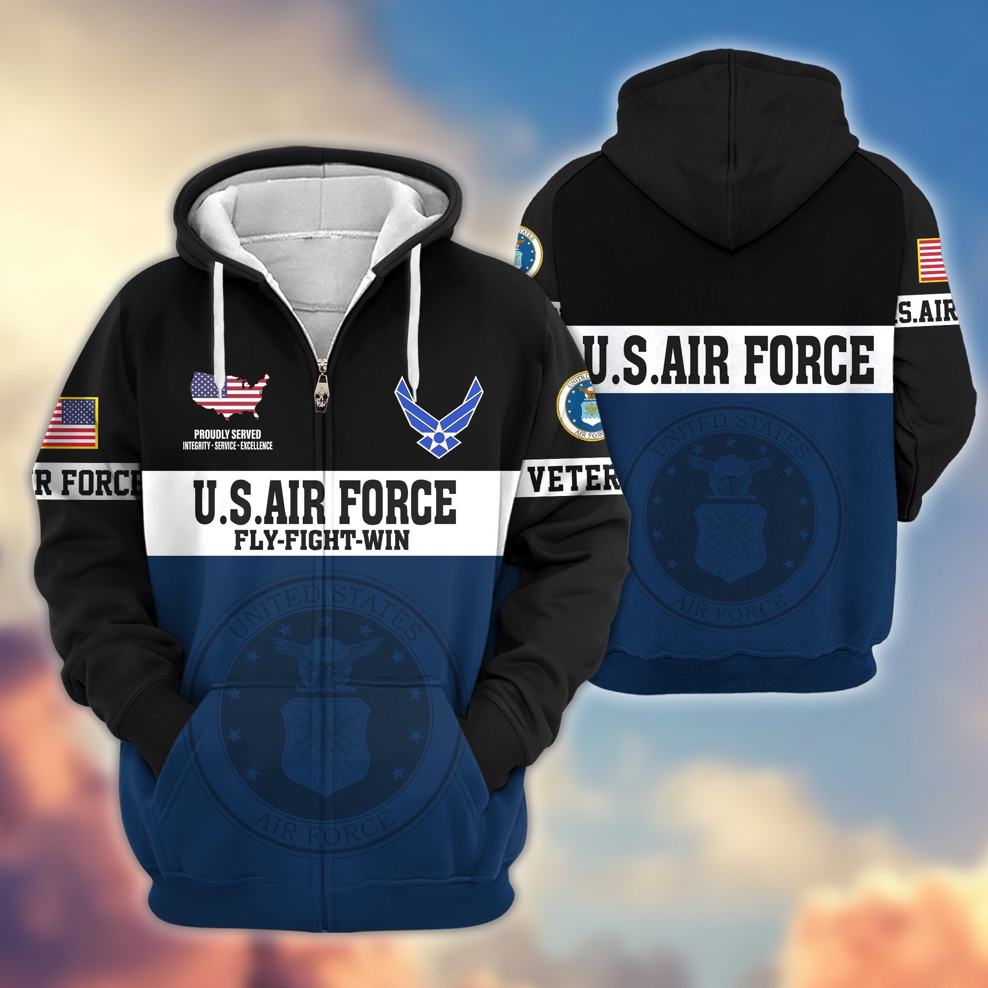Premium USAF Veteran Zip Hoodie VPVC606104, Gifts For Air Force Veteran