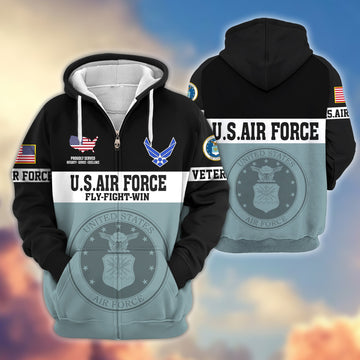 Premium USAF Veteran Zip Hoodie VPVC606111, Gifts For Air Force Veteran