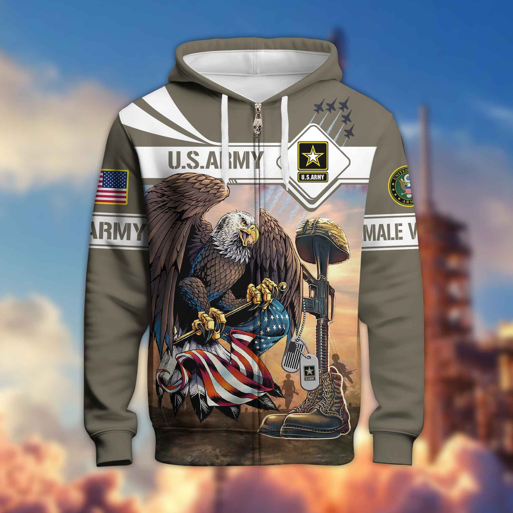 Premium US Female Veterans Zip Hoodie BPVC150110, Gifts For Female Veterans