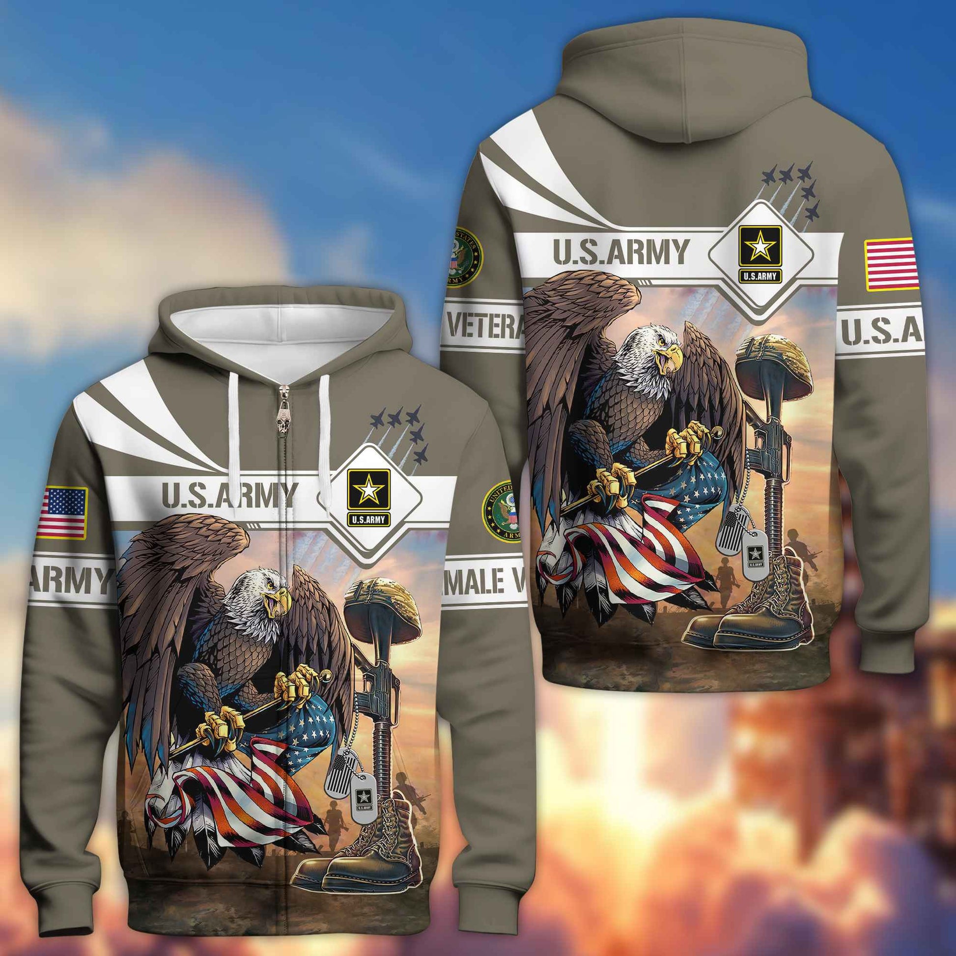 Premium US Female Veterans Zip Hoodie BPVC150110, Gifts For Female Veterans