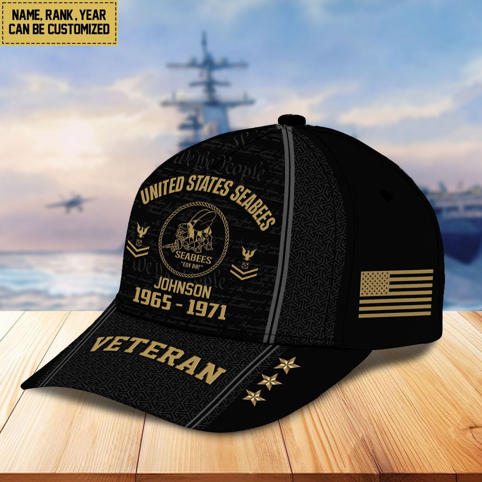 US Seabees Veteran Custom Cap VPVC005709, Gifts For US Seabees Veteran, Best Gifts On Father's Day, Armed Forces Day, Independence Day, Veterans Day.