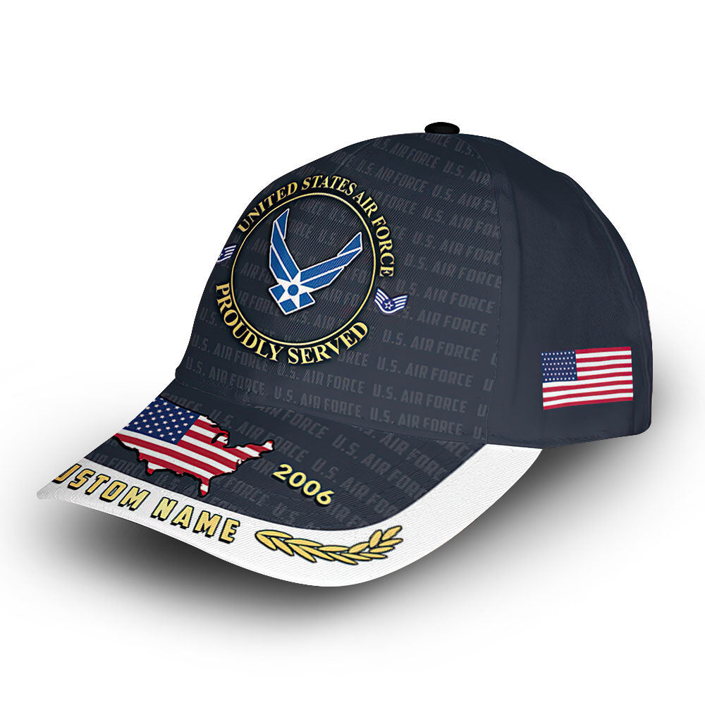 Unique Custom Name, Rank, Year, USAF Cap VPVC006604, Gifts For Air Force Veteran, Gifts For Dad, For Husband, Best Gifts On Father's Day, Independence Day, Veterans Day.