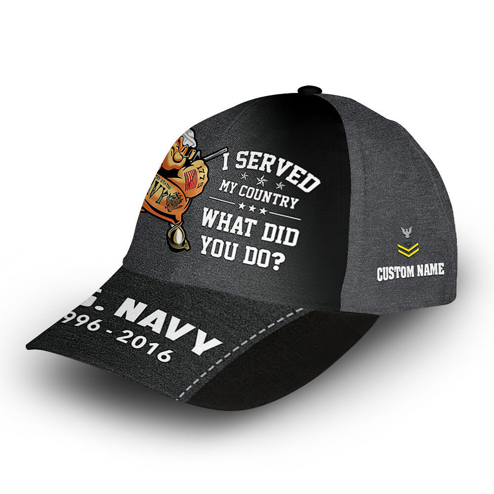 US Navy Custom Cap VPVC007002, Gifts For Navy Veteran, Best Gifts On Father's Day, Armed Forces Day, Independence Day, Veterans Day.