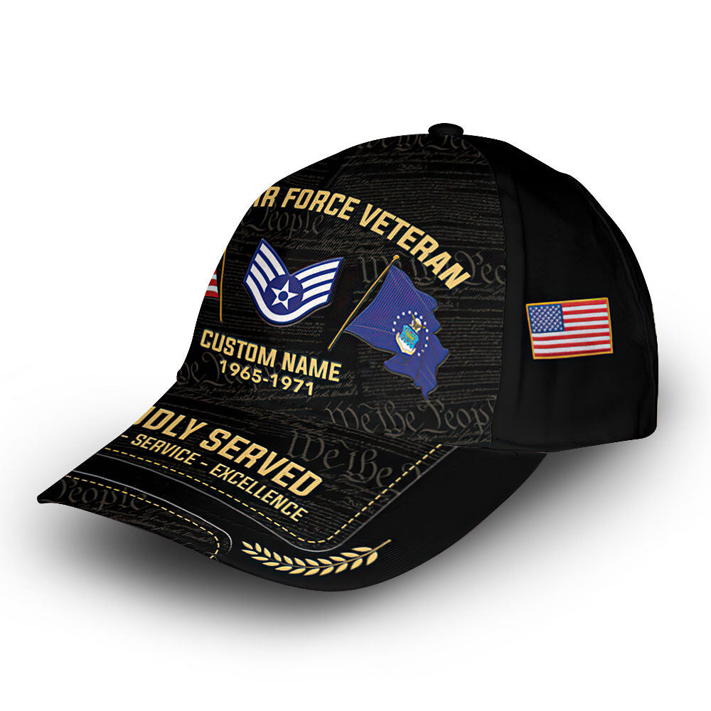 Unique Custom Name, Rank, Year, USAF Cap VPVC007404, Gifts For Air Force Veteran, Gifts For Dad, For Husband, Best Gifts On Father's Day, Independence Day, Veterans Day.