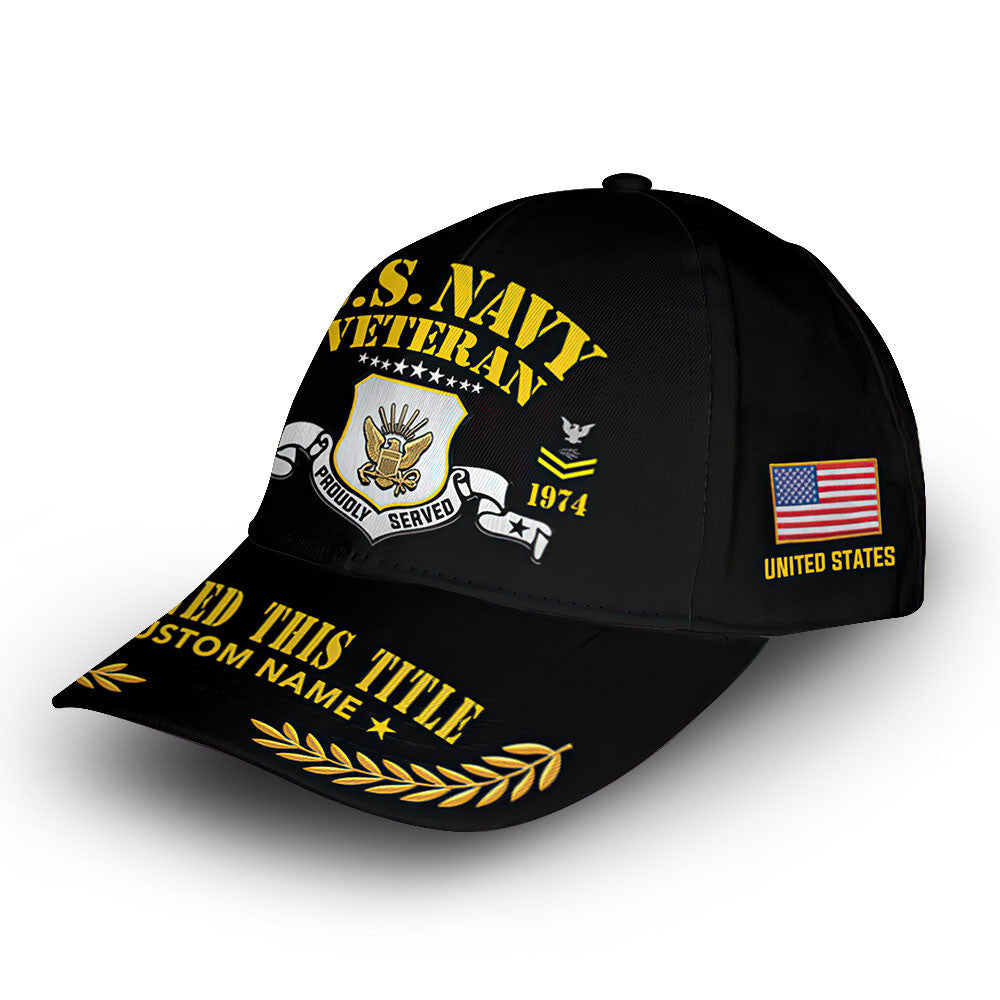 Unique Custom Name, Rank, Year, US Navy Cap VPVC009002, Gifts For Navy Veteran, Gifts For Dad, For Husband, Best Gifts On Father's Day, Independence Day, Veterans Day.