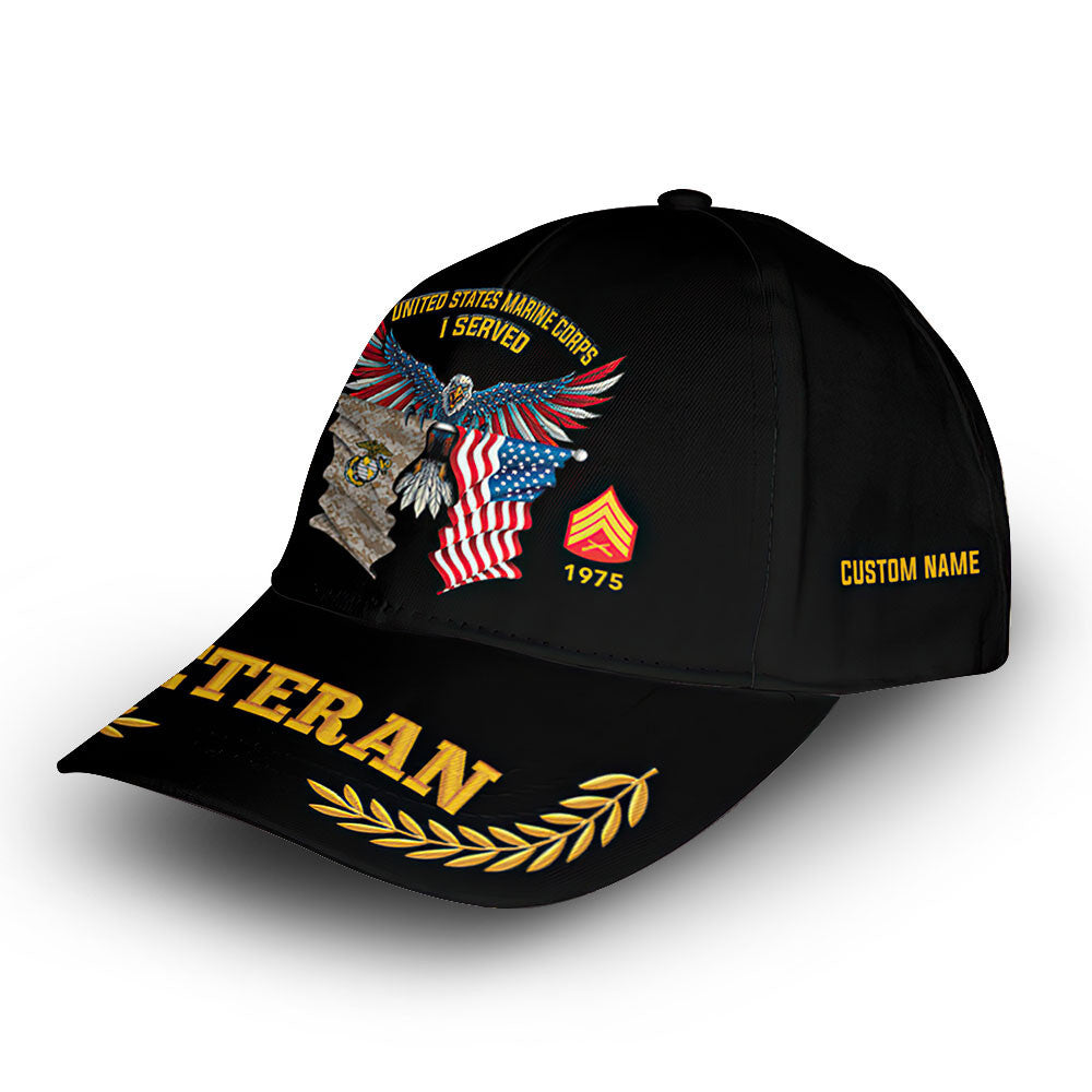 Unique Custom Name, Rank, Year, USMC Cap VPVC010403, Gifts For Marine Veteran, Gifts For Dad, For Husband, Best Gifts On Father's Day, Independence Day, Veterans Day.