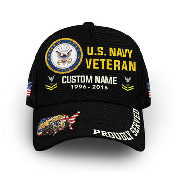 Unique Custom Name, Rank, Year, US Navy Cap VPVC010502, Gifts For Navy Veteran, Gifts For Dad, For Husband, Best Gifts On Father's Day, Independence Day, Veterans Day.