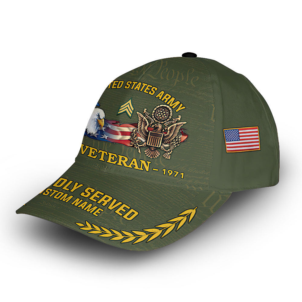 US Army Custom Cap VPVC010601, Gifts For Army Veteran, Best Gifts On Father's Day, Armed Forces Day, Independence Day, Veterans Day.