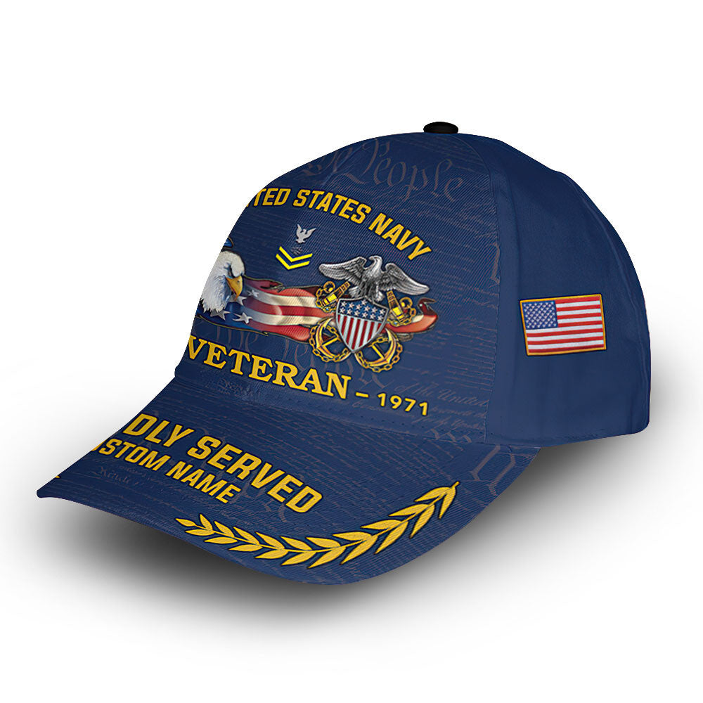 US Navy Custom Cap VPVC010602, Gifts For Navy Veteran, Best Gifts On Father's Day, Armed Forces Day, Independence Day, Veterans Day.