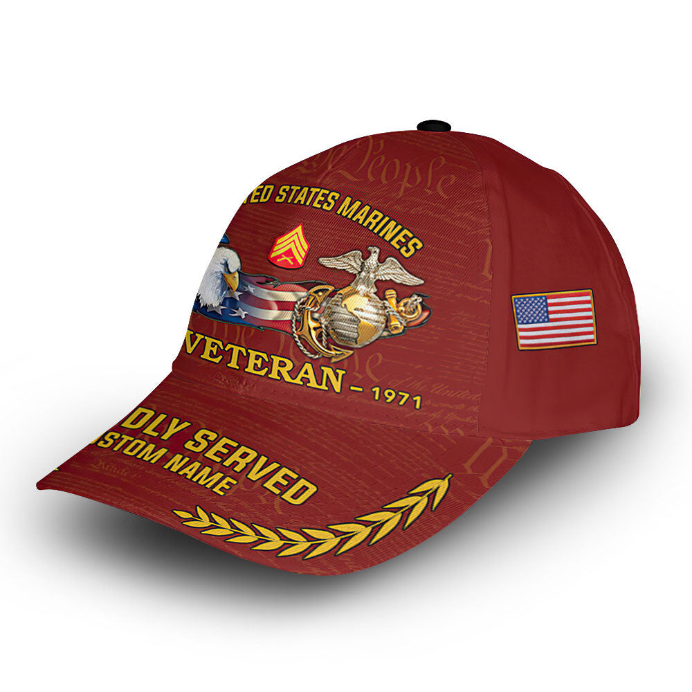 USMC Custom Cap VPVC010603, Gifts For Marine Veteran, Best Gifts On Father's Day, Armed Forces Day, Independence Day, Veterans Day.