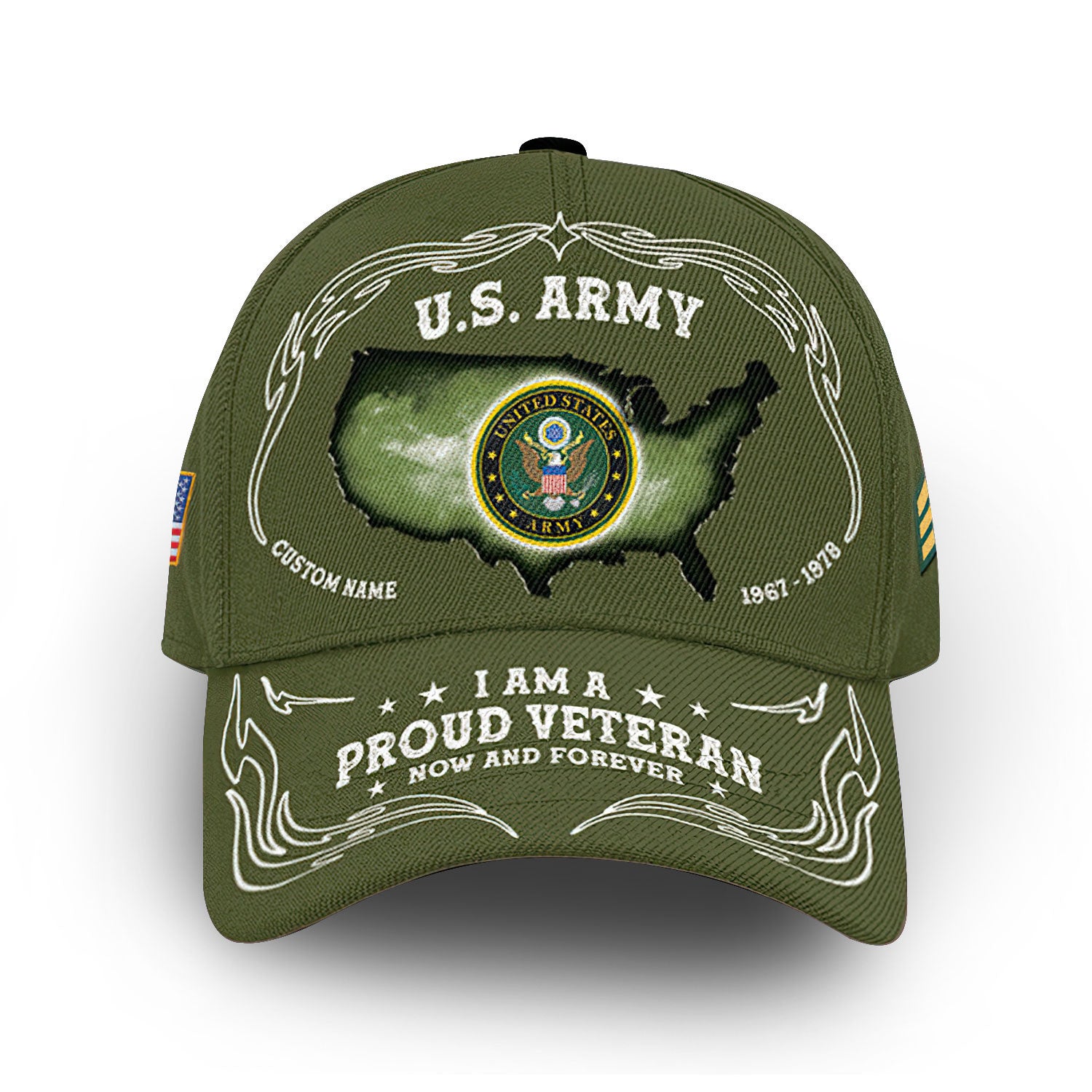 US Army Custom Cap VPVC010701, Gifts For Army Veteran, Best Gifts On Father's Day, Armed Forces Day, Independence Day, Veterans Day.