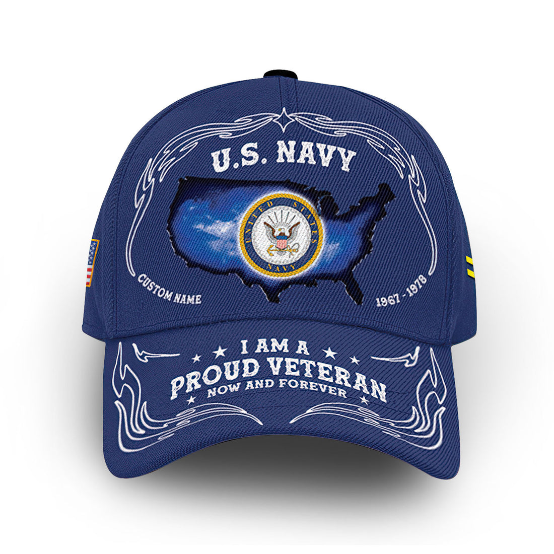 US Navy Custom Cap VPVC010702, Gifts For Navy Veteran, Best Gifts On Father's Day, Armed Forces Day, Independence Day, Veterans Day.