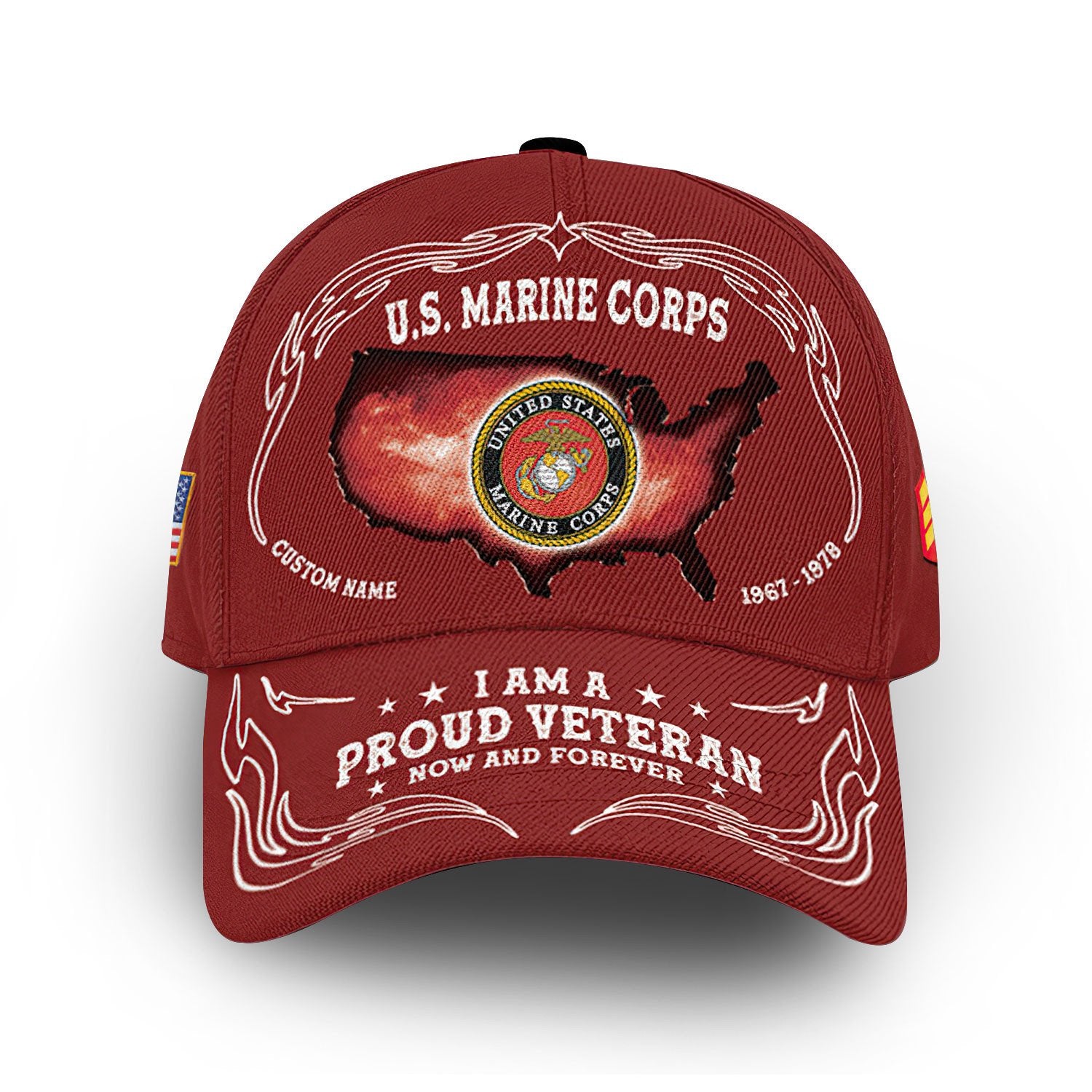 USMC Custom Cap VPVC010703, Gifts For Marine Veteran, Best Gifts On Father's Day, Armed Forces Day, Independence Day, Veterans Day.