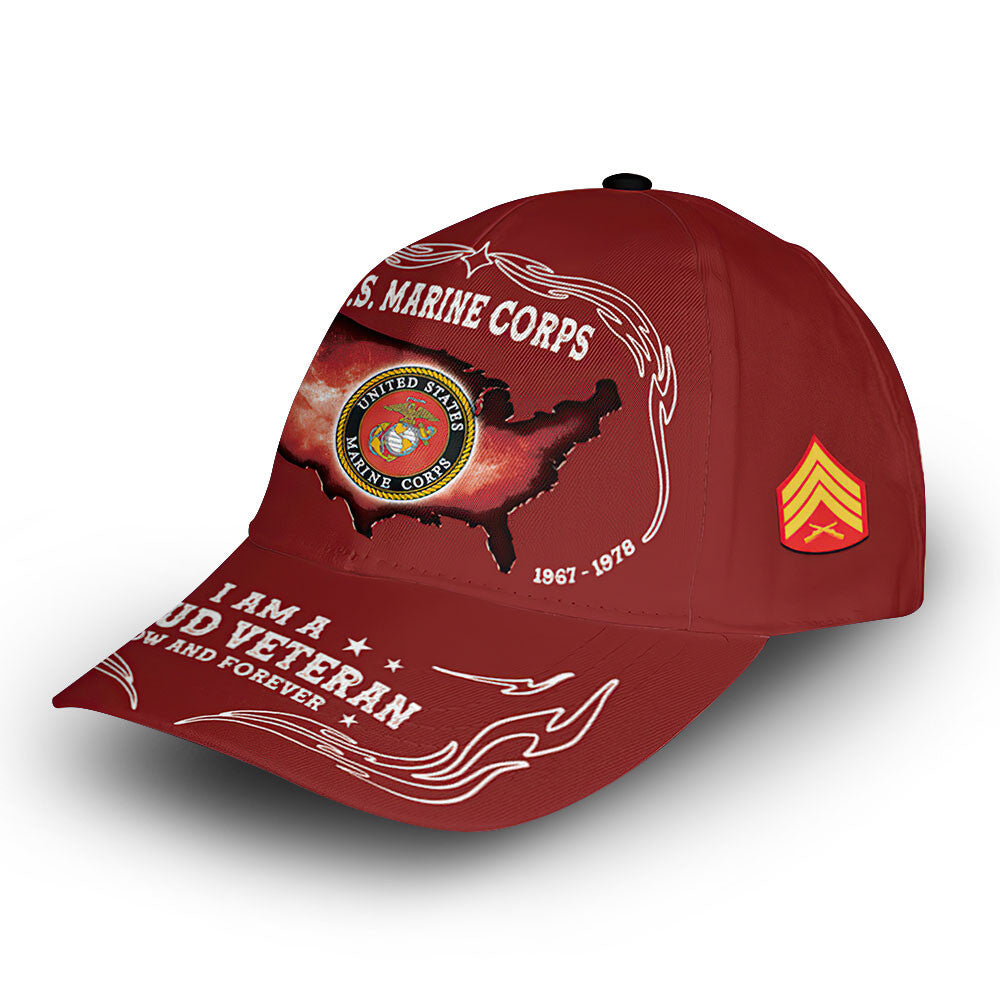 USMC Custom Cap VPVC010703, Gifts For Marine Veteran, Best Gifts On Father's Day, Armed Forces Day, Independence Day, Veterans Day.
