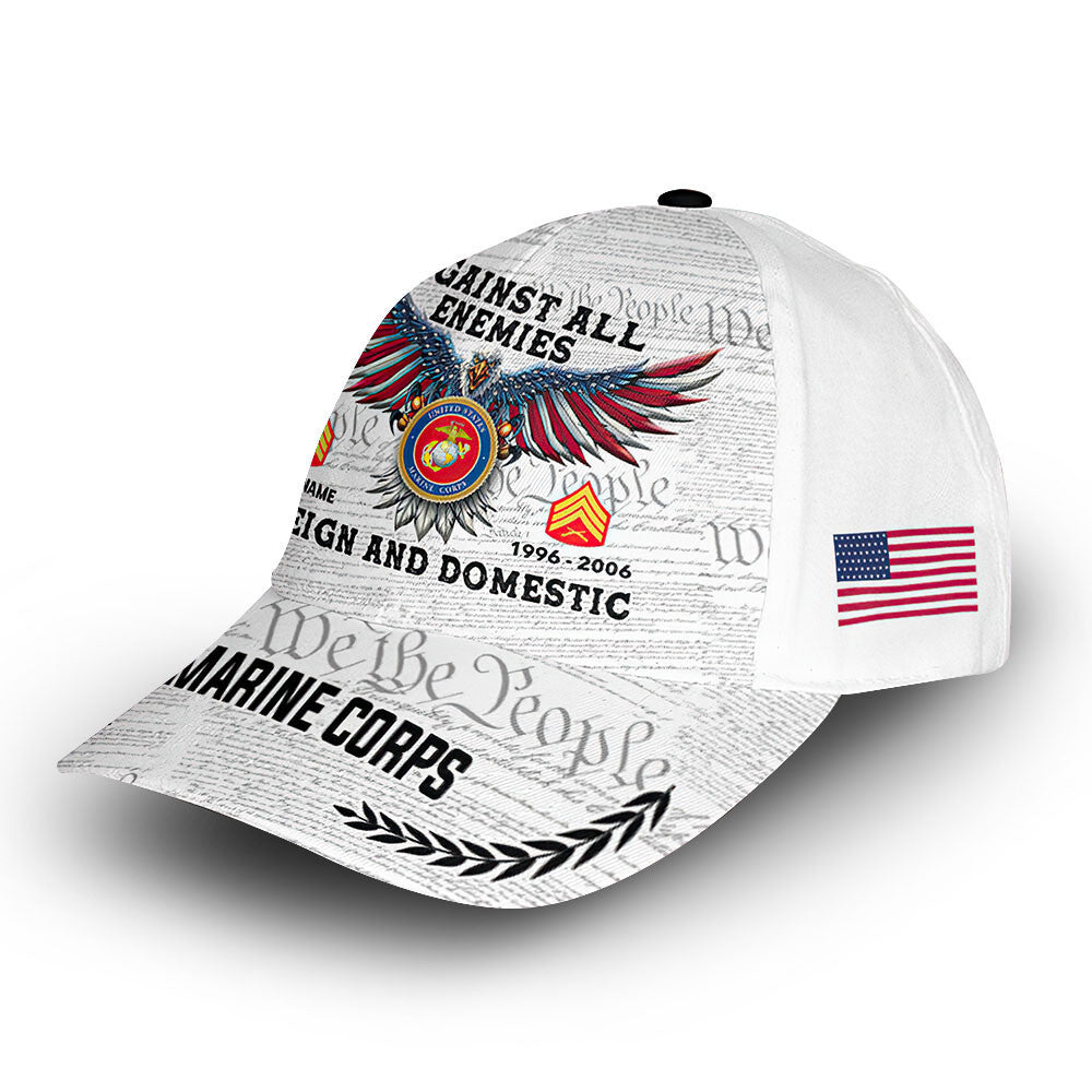 Unique Custom Name, Rank, Year, USMC Cap VPVC011403, Gifts For Marine Veteran, Gifts For Dad, For Husband, Best Gifts On Father's Day, Independence Day, Veterans Day.