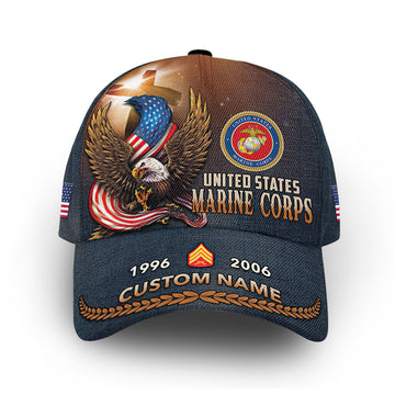 Unique Custom Name, Rank, Year, USMC Cap VPVC011503, Gifts For Marine Veteran, Gifts For Dad, For Husband, Best Gifts On Father's Day, Independence Day, Veterans Day.