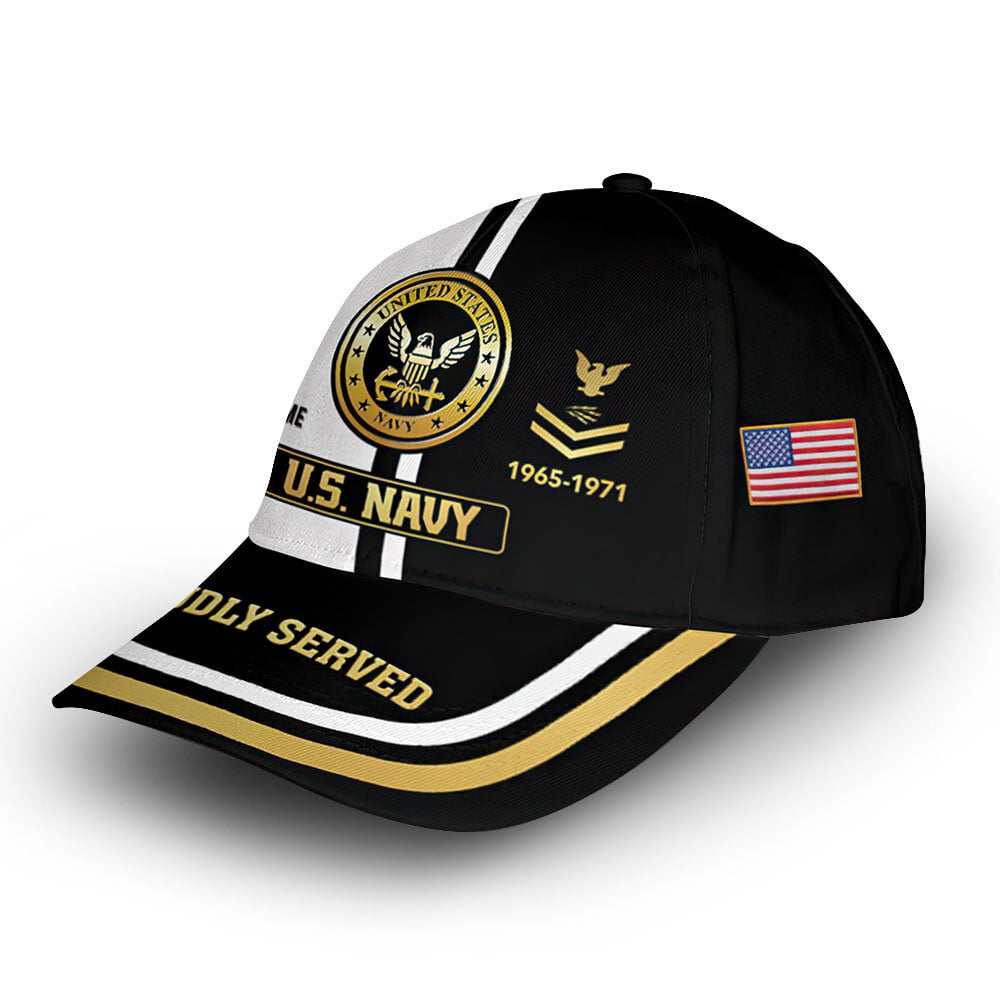 US Navy Custom Cap VPVC011602, Gifts For Navy Veteran, Best Gifts On Father's Day, Armed Forces Day, Independence Day, Veterans Day.