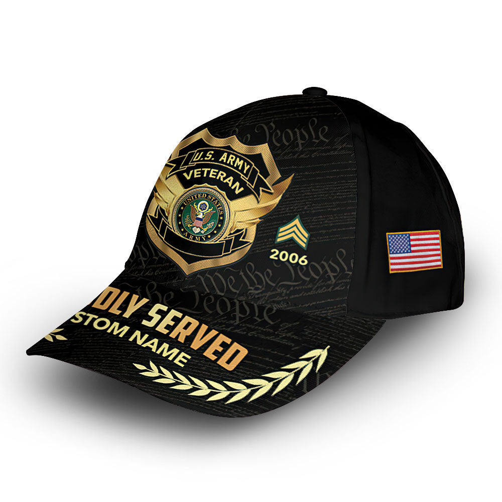 US Army Custom Cap VPVC012001, Gifts For Army Veteran, Best Gifts On Father's Day, Armed Forces Day, Independence Day, Veterans Day.