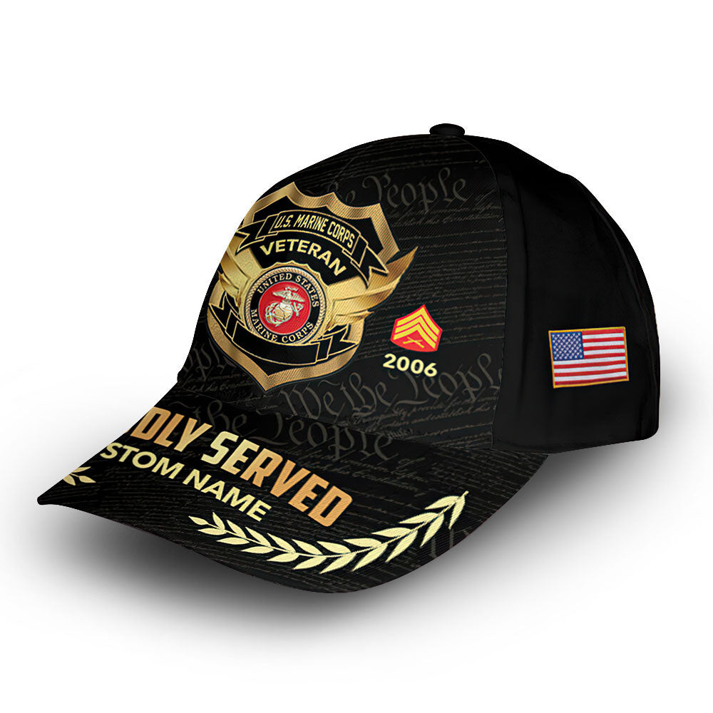 USMC Custom Cap VPVC012003, Gifts For Marine Veteran, Best Gifts On Father's Day, Armed Forces Day, Independence Day, Veterans Day.