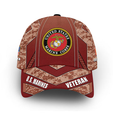 Unique Custom Name, Rank, Year, USMC Cap VPVC012803, Gifts For Marine Veteran, Gifts For Dad, For Husband, Best Gifts On Father's Day, Independence Day, Veterans Day.