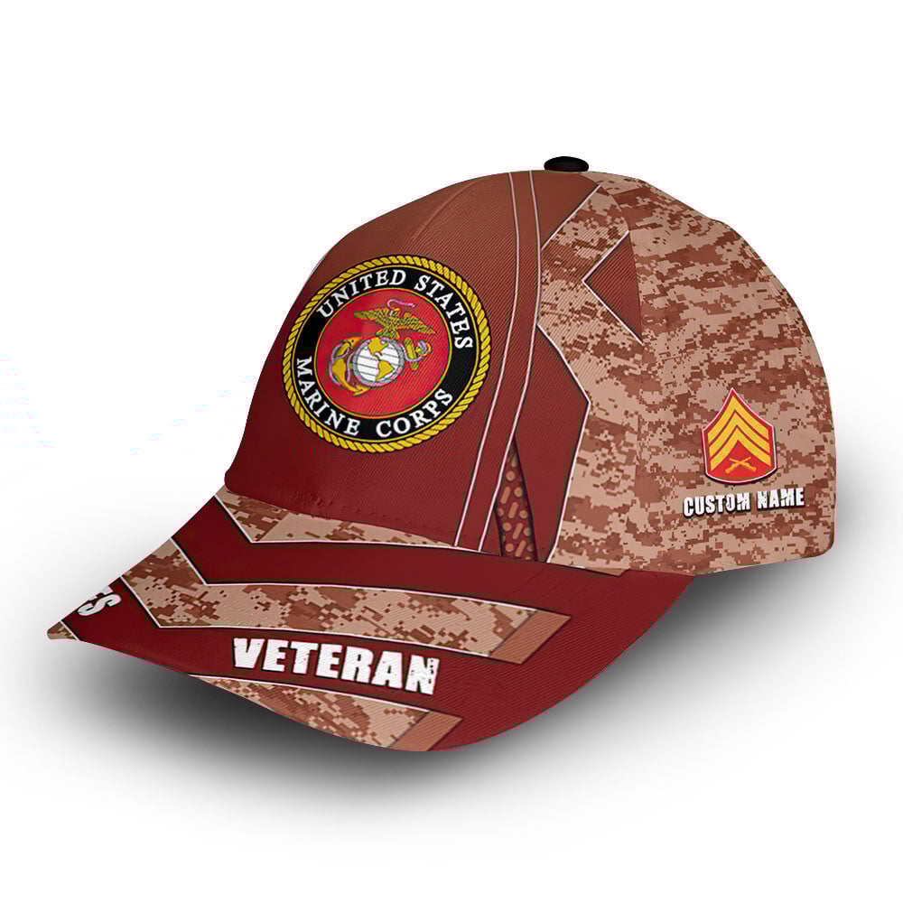 Unique Custom Name, Rank, Year, USMC Cap VPVC012803, Gifts For Marine Veteran, Gifts For Dad, For Husband, Best Gifts On Father's Day, Independence Day, Veterans Day.