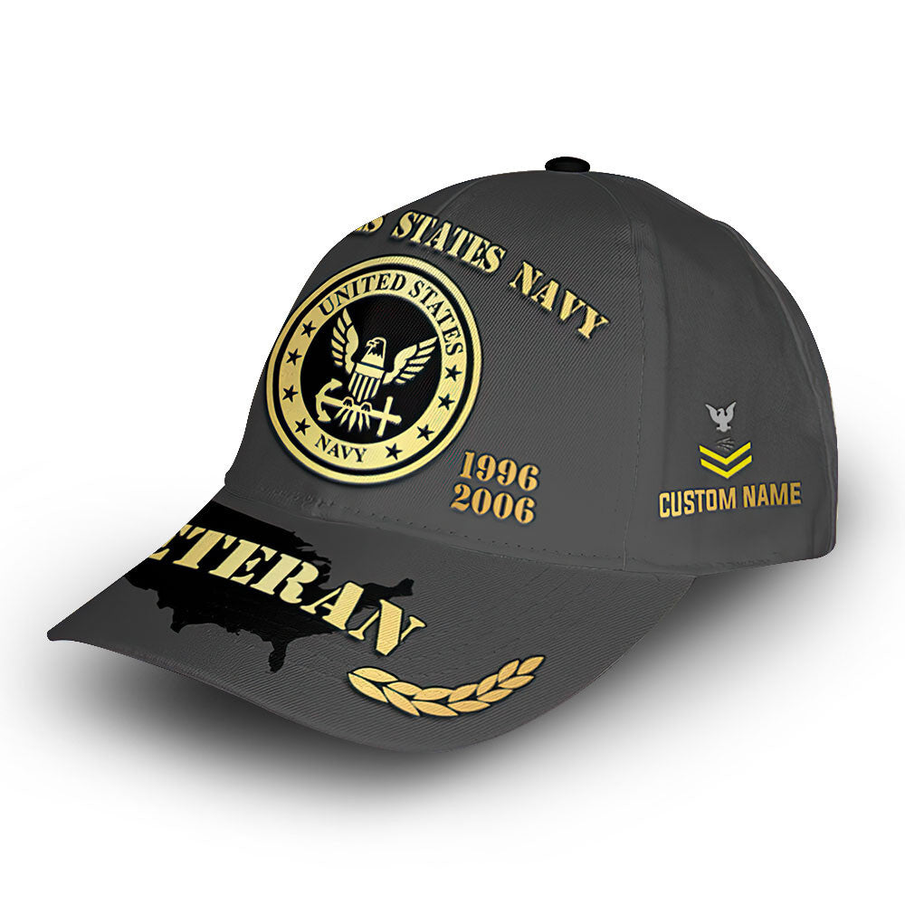 Unique Custom Name, Rank, Year, US Navy Cap VPVC013307, Gifts For Navy Veteran, Gifts For Dad, For Husband, Best Gifts On Father's Day, Independence Day, Veterans Day.