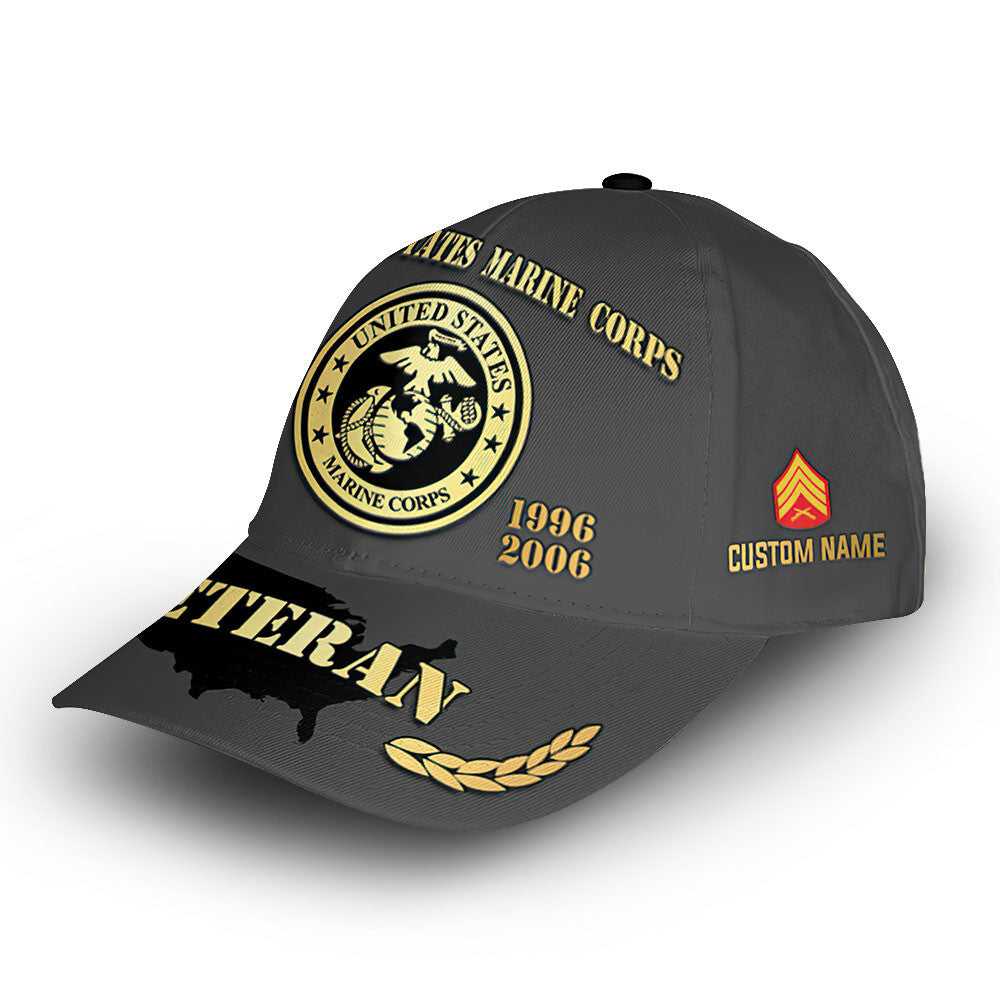 Unique Custom Name, Rank, Year, USMC Cap VPVC013308, Gifts For Marine Veteran, Gifts For Dad, For Husband, Best Gifts On Father's Day, Independence Day, Veterans Day.