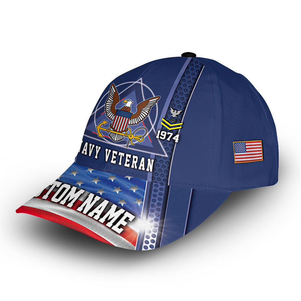 US Navy Custom Cap VPVC013502, Gifts For Navy Veteran, Best Gifts On Father's Day, Armed Forces Day, Independence Day, Veterans Day.