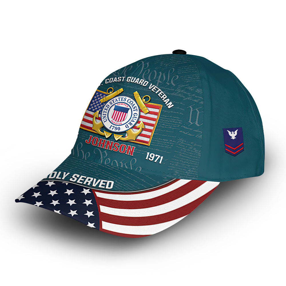 Unique Custom Name, Rank, Year, USCG Cap VPVC013810, Gifts For Coast Guard Veteran, Gifts For Dad, For Husband, Best Gifts On Father's Day, Independence Day, Veterans Day.